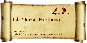 Lóderer Marianna névjegykártya